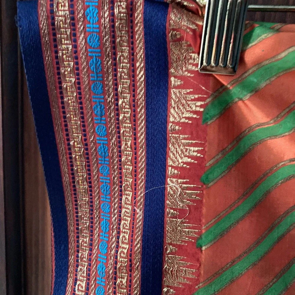 Multicolored Block printed silk stole/dupatta - Picture 6 of 16
